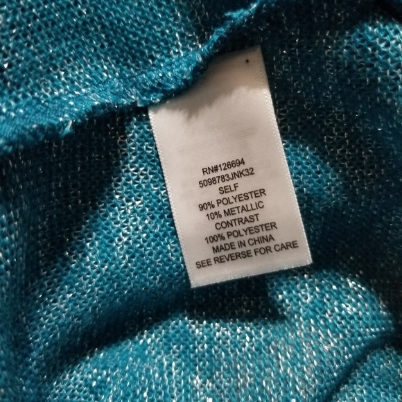 Teal Shimmer V-Neck Sweater Top - Picture 6 of 7